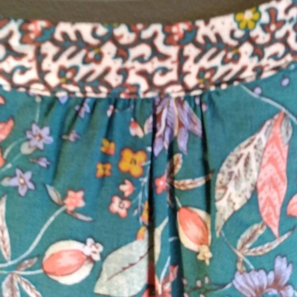 Anthropologie Floral Dress Flutter Sleeve Teal Coral XS - Picture 14 of 14